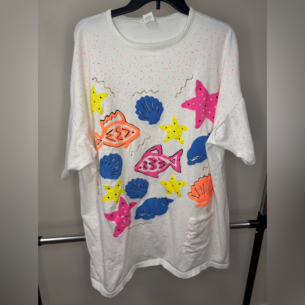 Pacific Connections Swimwear Cover Vintage 90s T-shirt One Size Fits All‎